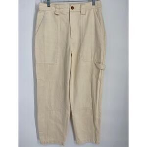 Alex Mills Jeans Women’s 8 Cream Wide Leg Cargo Denim Coastal Nautical